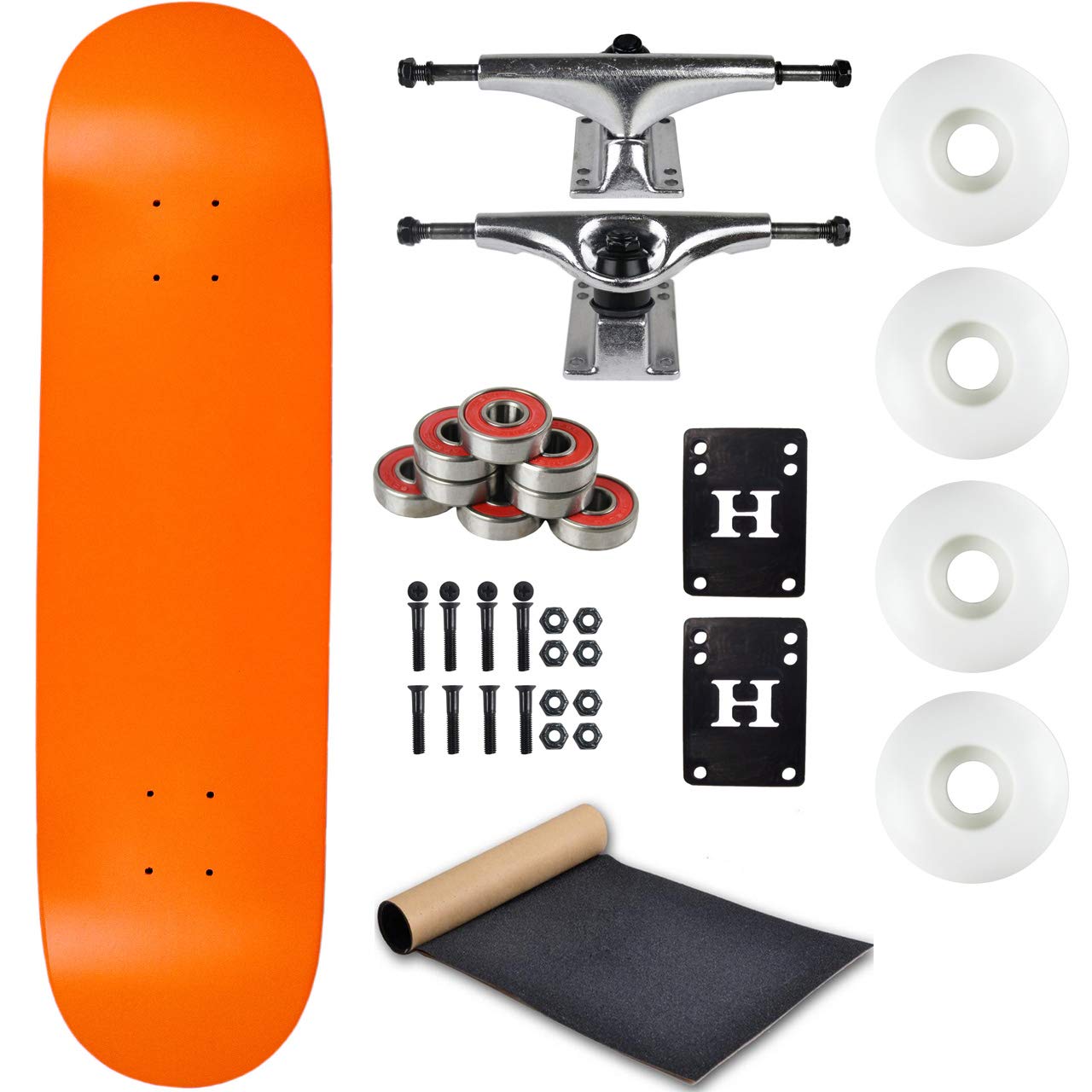 Moose Complete Skateboard Neon Orange 8.25" with Silver Trucks and White Wheels