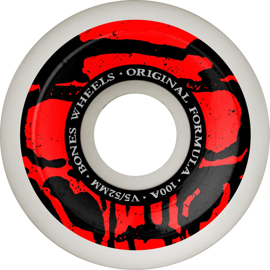 Bones Wheels Mummy Skulls 100A Skateboard Wheels 52mm V5 Sidecut White