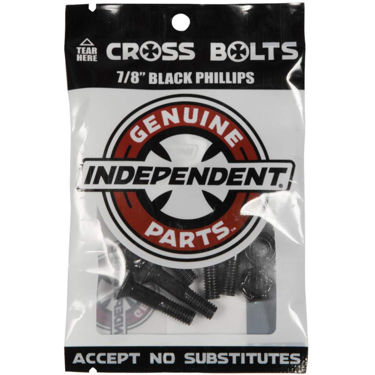 Independent Genuine Parts Cross Bolts Standard Phillips Skateboard Hardware (Black/Black 7/8")